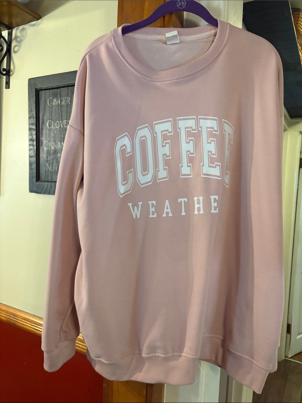 Coffee Weather Oversized Pink Crewneck Sweatshirt